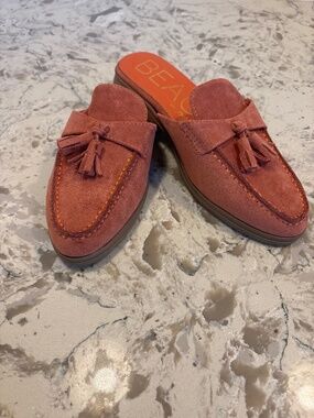 Beach Matisse Tyra Orange Suede Mule Loafers Size 8
